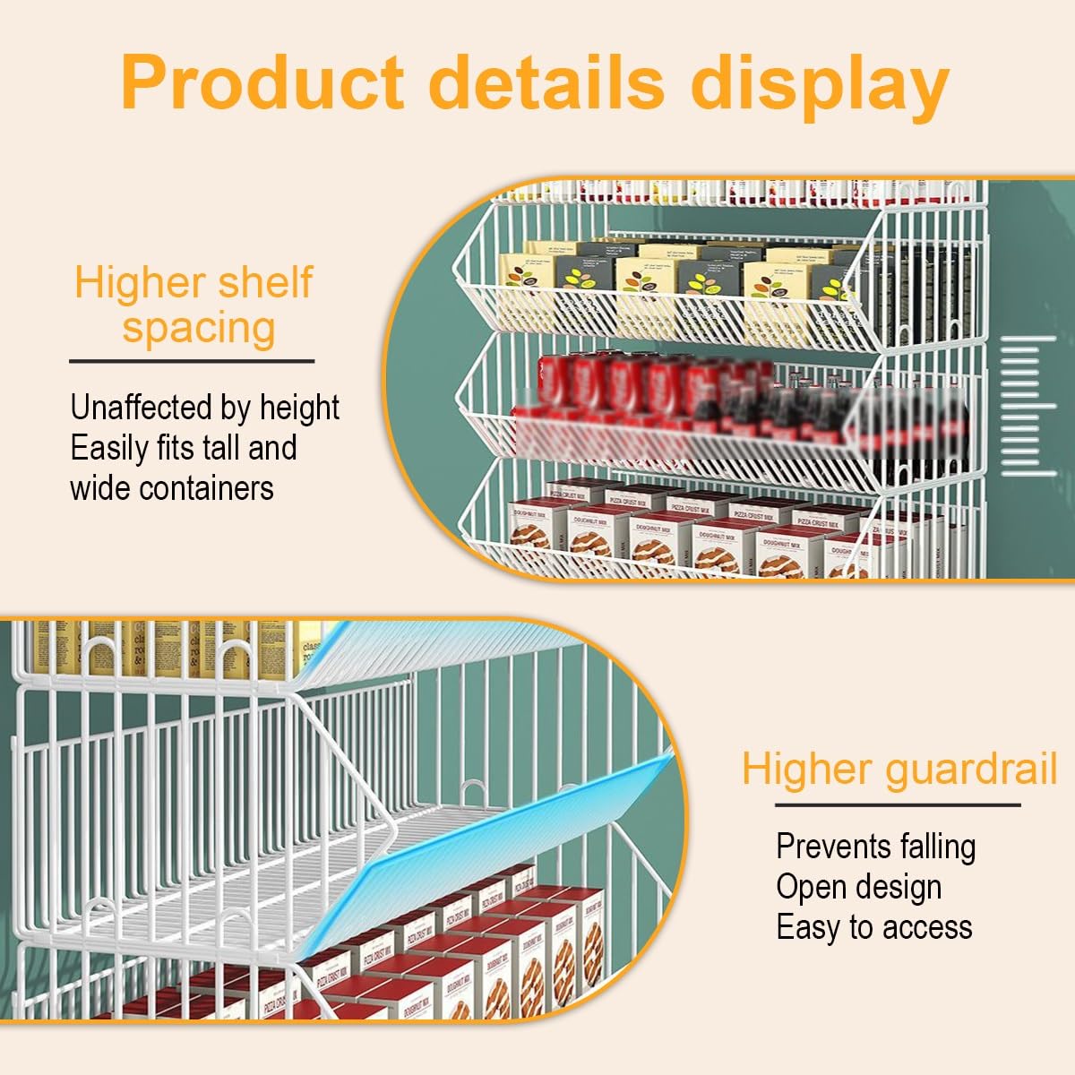 5 Tier Snack Rack Retail Display Stand with Wheels, White Metal Wire Basket Shelf, Vertical Retail Storage Rack for Grocery, Convenience Store & Home(White,L 90CM/35.4IN)