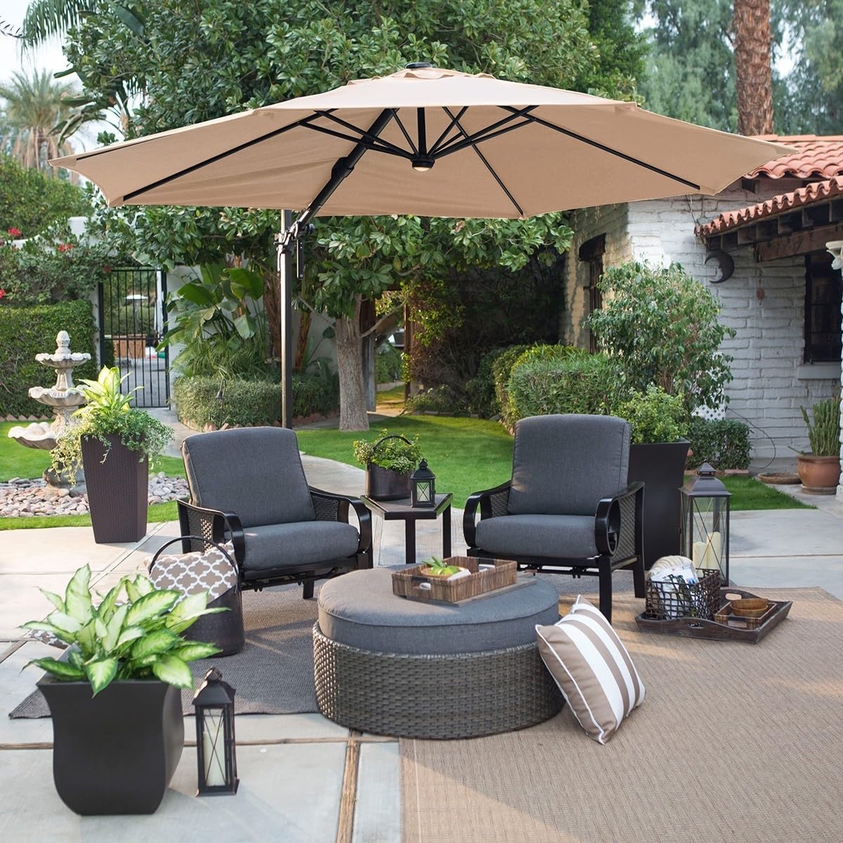 Ombrellone di ricambio per giardino e patio, 200/270/300 cm, con 6/8 braccioli, copertura in tessuto, per cortile, spiaggia, piscina, tavolo da mercato (6 costole, 2 m)