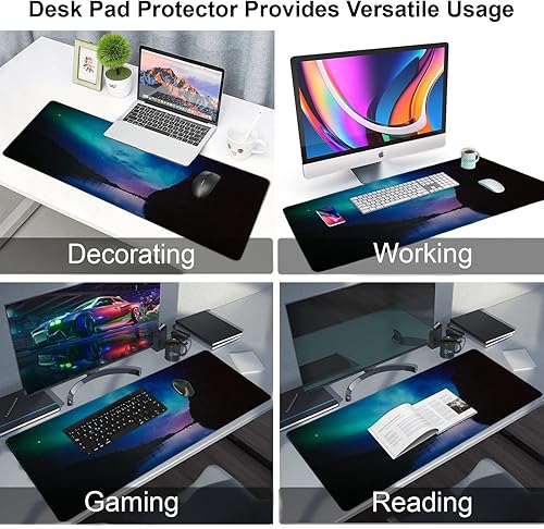 Miniatura 6 de Alfombrilla de mouse XXL grande para laptop, computadora, teclado, escritorio, hogar, oficina, juegos, accesorios de trabajo, con bordes cosidos,