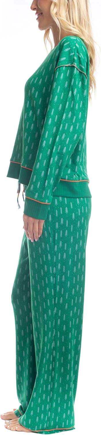 Ocean Pacific Women's 2 Piece Pajama Set, Soft Long Sleeve Fleece and Open Leg Pants - All the Classics, Pijamas de Mujer - Image 3