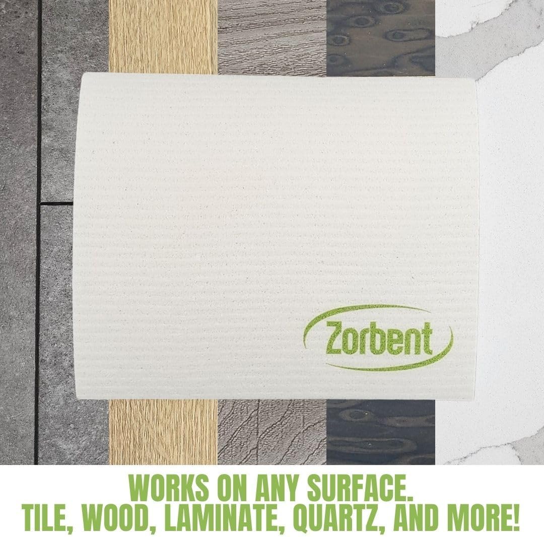 Zorbent Super Absorbent Towels 10 Pack, Natural, Reusable Paper Towel Alternative, Lint Free Cleaning Cloth for Kitchen, Gym, Shoes, Travel, & Camping, Multipurpose Damp Duster, Spill & Mess Cleaner