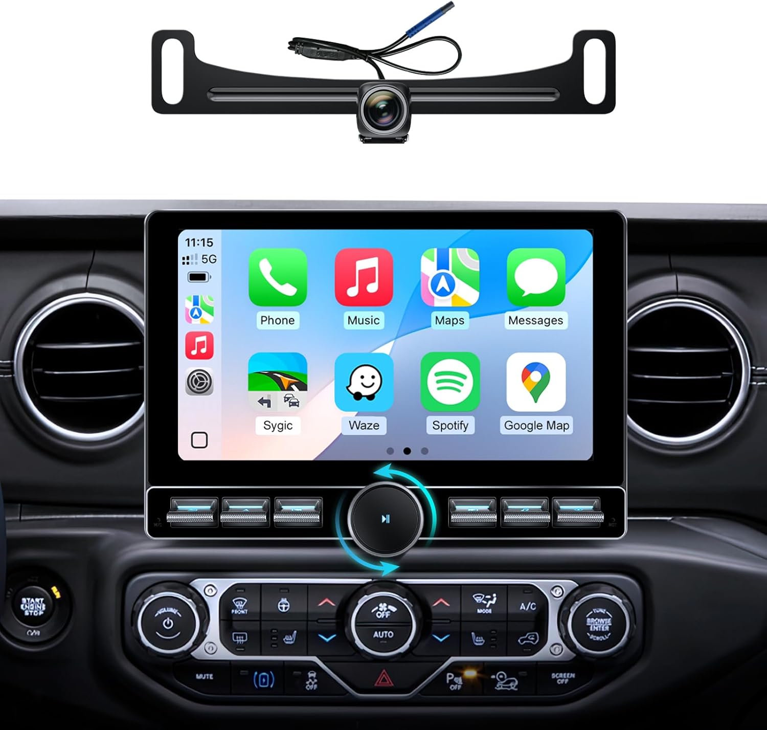 10" QLED Android 13 Car Stereo for Jeep Wrangler JL & Gladiator JT (2018-2021) - 4GB+64G Wireless CarPlay Android Auto Radio with Physical Volume Knob Keybutton (Supports OEM Camera with Adapter)