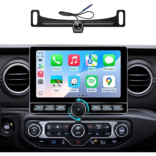10" QLED Android 13 Car Stereo for Jeep Wrangler JL & Gladiator JT (2018-2021) - 4GB+64G Wireless CarPlay Android Auto Radio with Physical Volume Knob Keybutton (Supports OEM Camera with Adapter)