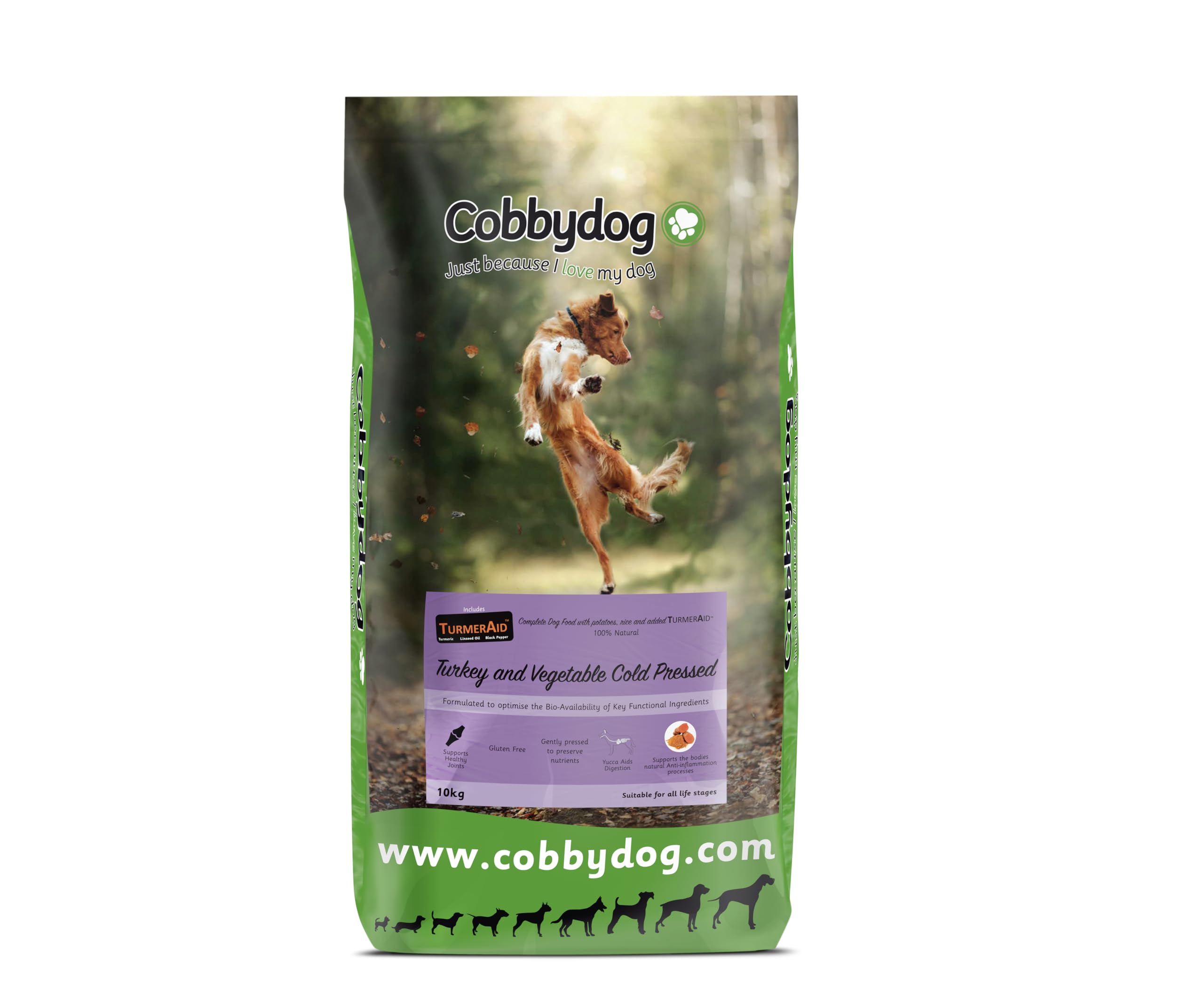 Cobbydog Turkey and Vegetables Cold Pressed Dog Food With Sweet Potato And Rice With Added Turmeraid™ (10kg)