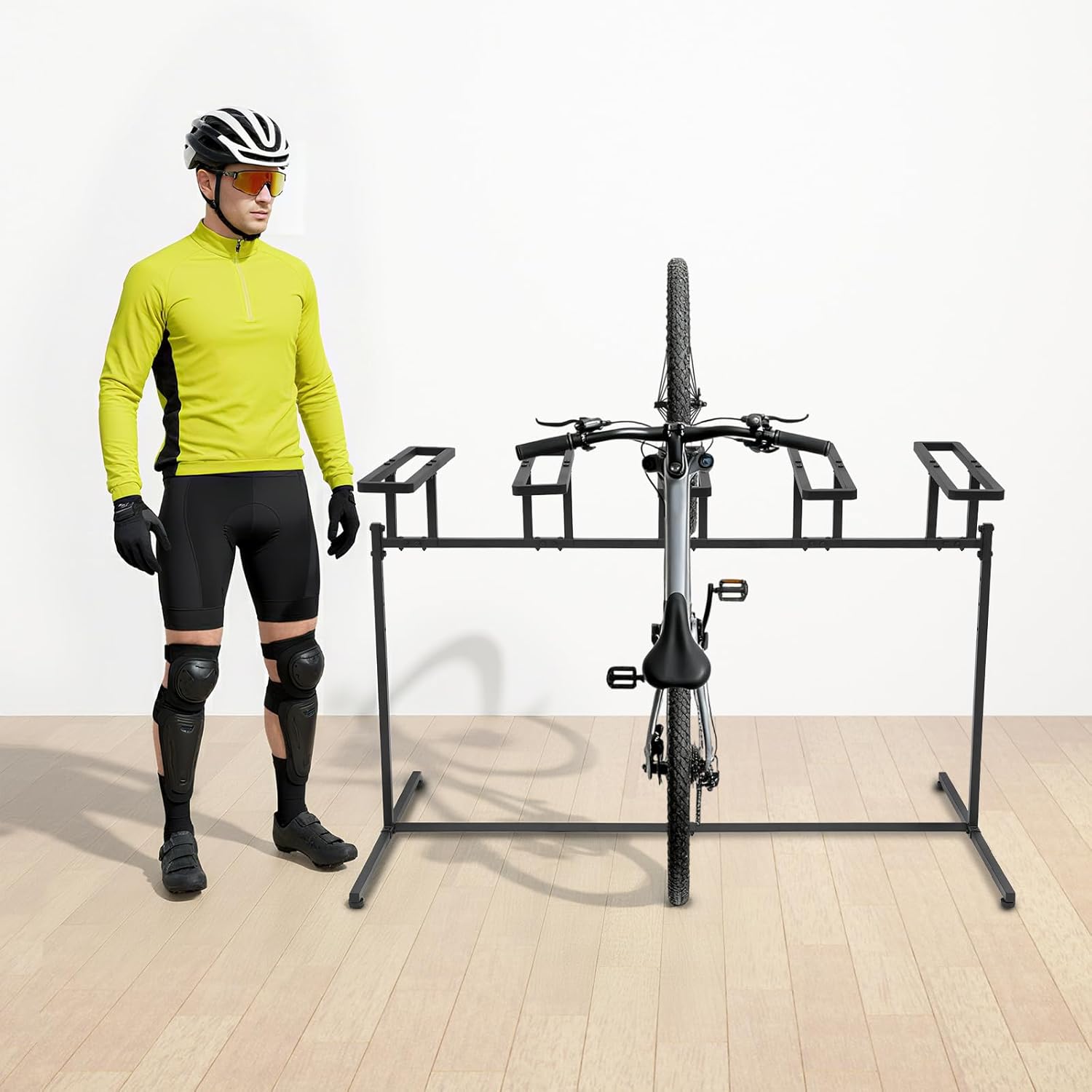 Heavy Duty Bike Stand for Indoor Riding & Outdoor Storage – 5-Slot Freestanding Bicycle Parking Rack with Adjustable Height, Iron Construction, Max Load 220 lbs for Garage, Basement, Park