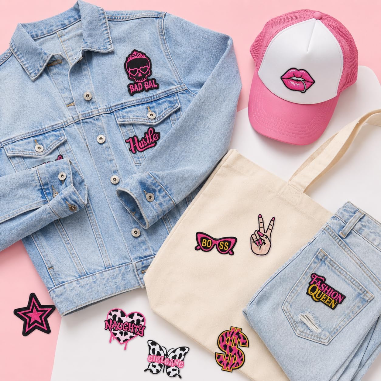 16 Pcs Pink Phrase Iron on Patches Y2K Aesthetic Preppy Embroidered Appliques Letter Words Patches for Clothing Jackets Jeans Trucker Hats Backpacks DIY Fashion Decoration for Girls Women