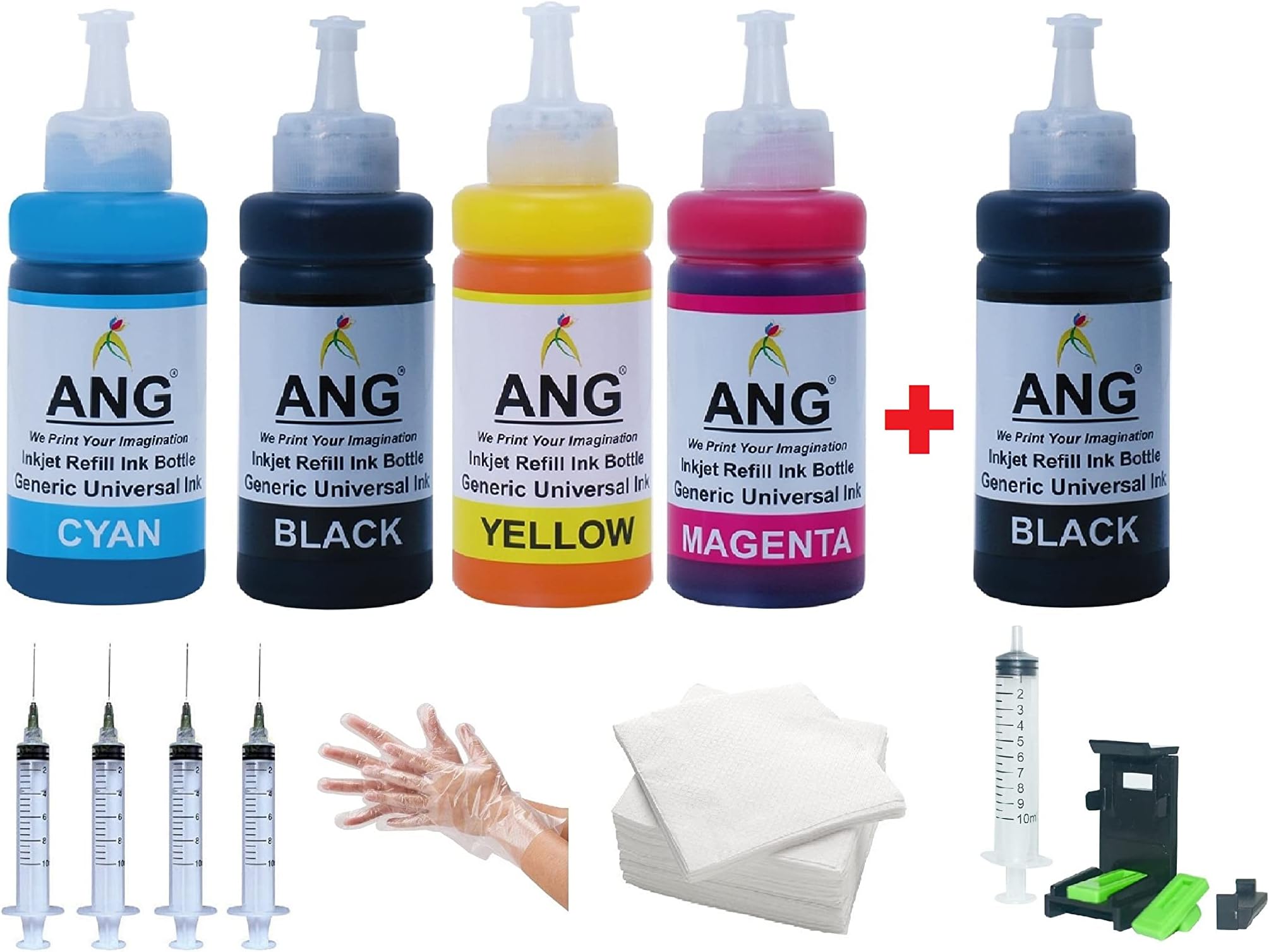 ANG Refill Ink Compatible 805/860 / 861/803 / 680/678 / 682/818 / 802/901 / 703/704 / 702/831 / 830/46 / 21/22 / 27/28 / 56/57 (500ml) H.p.P Refill Ink Filling kit Full Set