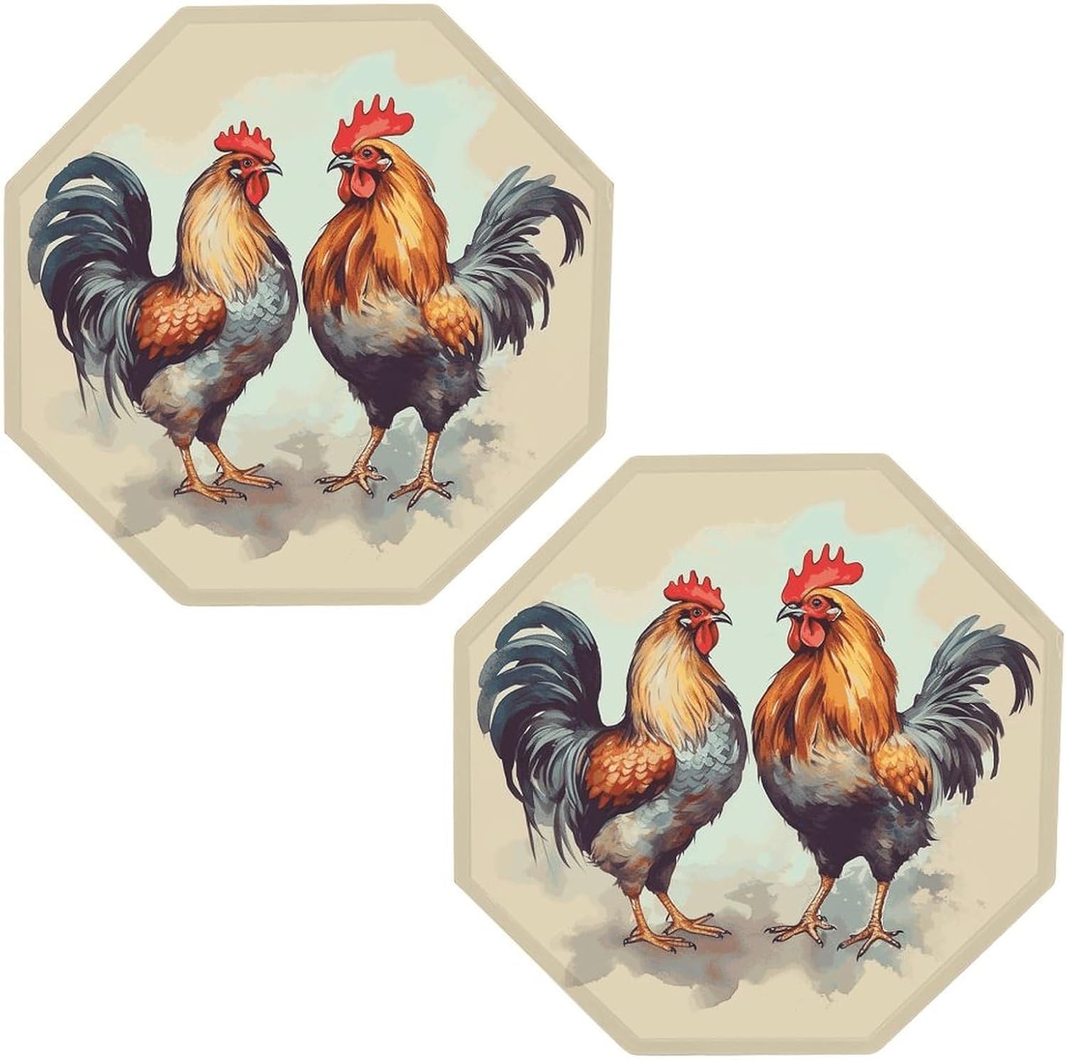 Ctagon Metal Sign for Home, Modern Display Plate for Kitchen, Rooster And Hen Plates Accent Hanging Wall Decorations 3PCS for Living Room, Bedroom, Hallway, Hotel