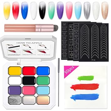 12 Color Patting Gel Polish Pallete Kit, Pat Pat Gel Gradient Nails