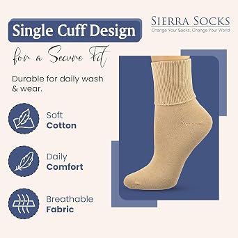 Women's Organic Cotton Slouch Socks Breathable Knee High Socks for Boots & Everyday Wear Comfortable Long Cotton Socks