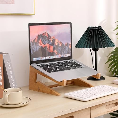 Miniatura 2 de Soporte vertical de madera para laptop de 13 a 18.6 pulgadas para escritorio, soporte para laptop compatible con MacBook Air ProDell XPSSurface