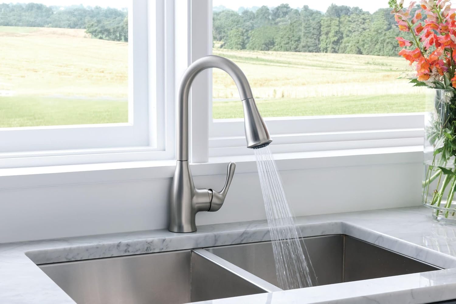 Moen Kaden Spot Resist Stainless One-Handle Transitional Kitchen Pulldown Faucet with Reflex and Power Clean Spray Technology, 87966SRS - Image 12