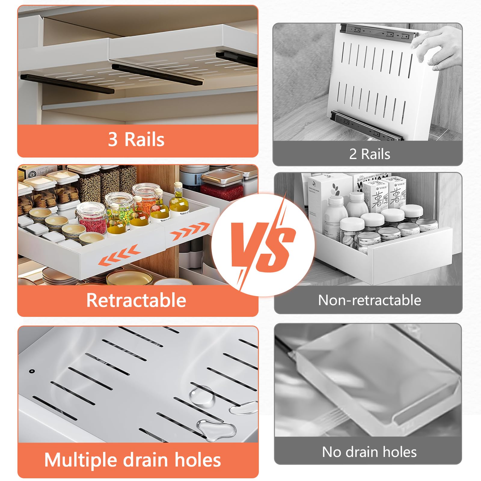 Organizzatori Estraibili Per Armadi - Set 2 Pezzi Regolabile 30.5-51.5cm | Nero - Foto 2