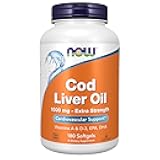 NOW Foods Supplements, Cod Liver Oil, Extra Strength 1,000 mg with Vitamins A & D-3, EPA, DHA, 180 Softgels