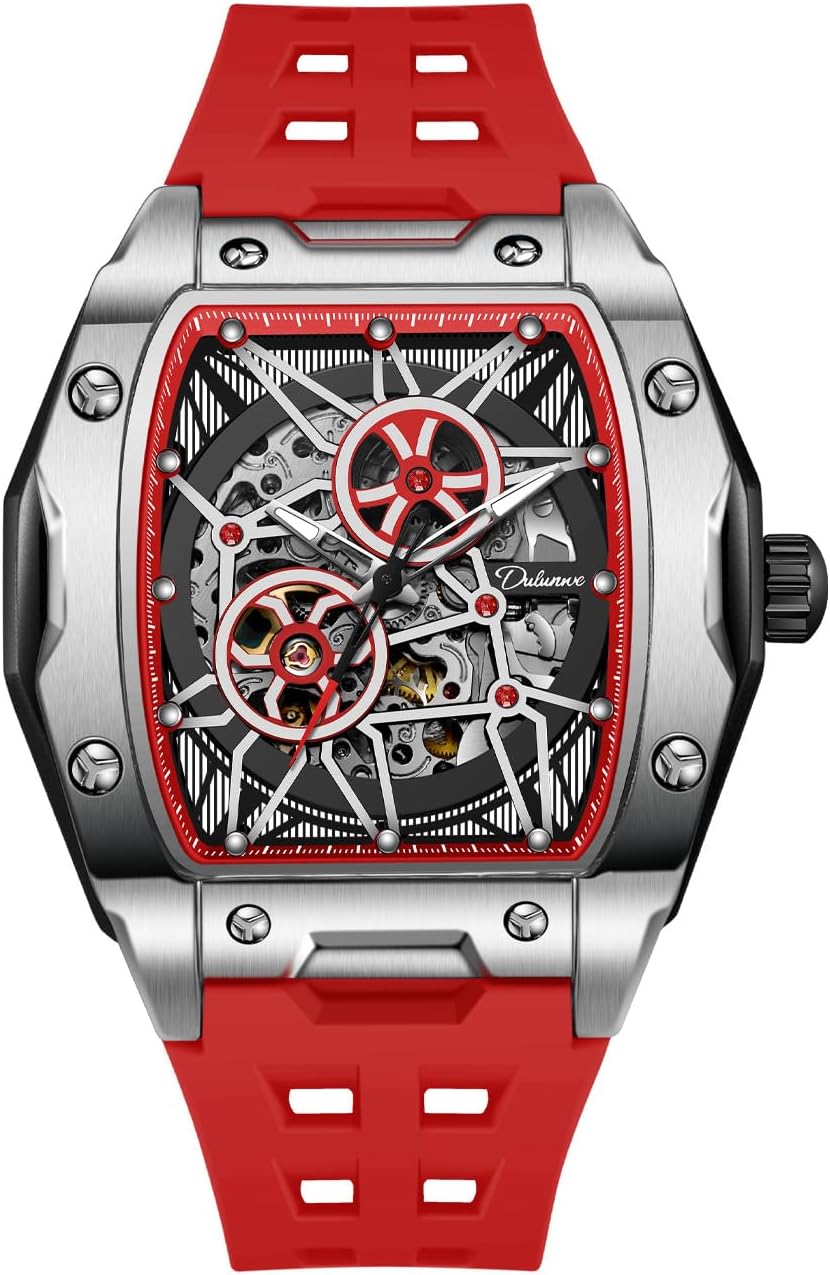 Men’s Watches Automatic Mechanical Wristwatch Tonneau Hollow