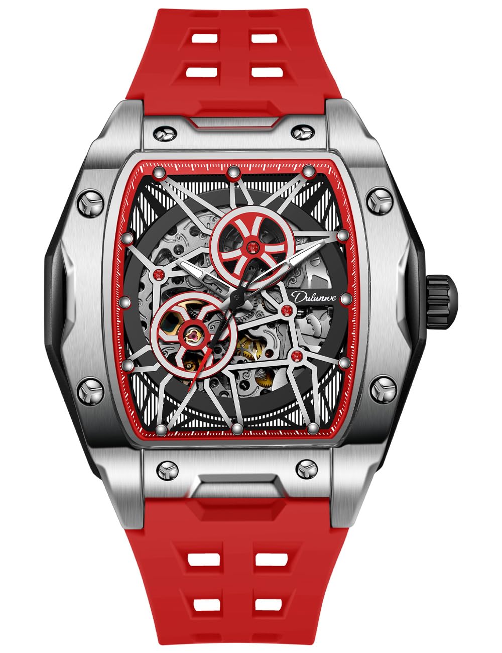 Men Watches Tonneau Mechanical Automatic Winding Elegant Wristwatch for Men