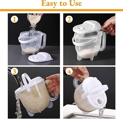 Miniatura 5 de Cuenco colador para lavadora de arroz, colador de limpieza de arroz portátil, colador de cocina con mango para arroz, frijoles, uvas y tomates