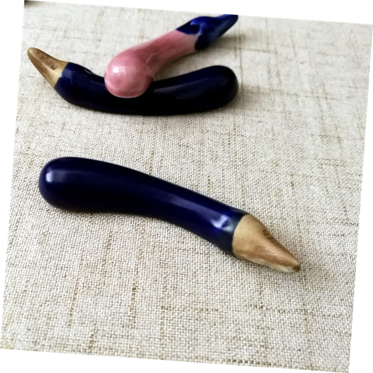 Repose-Baguettes, Supports à Baguettes pour Restaurant, en céramique, Motif Aubergine, Lot de 6, Bleu Marine, 7 x 0,8 x 1 cm