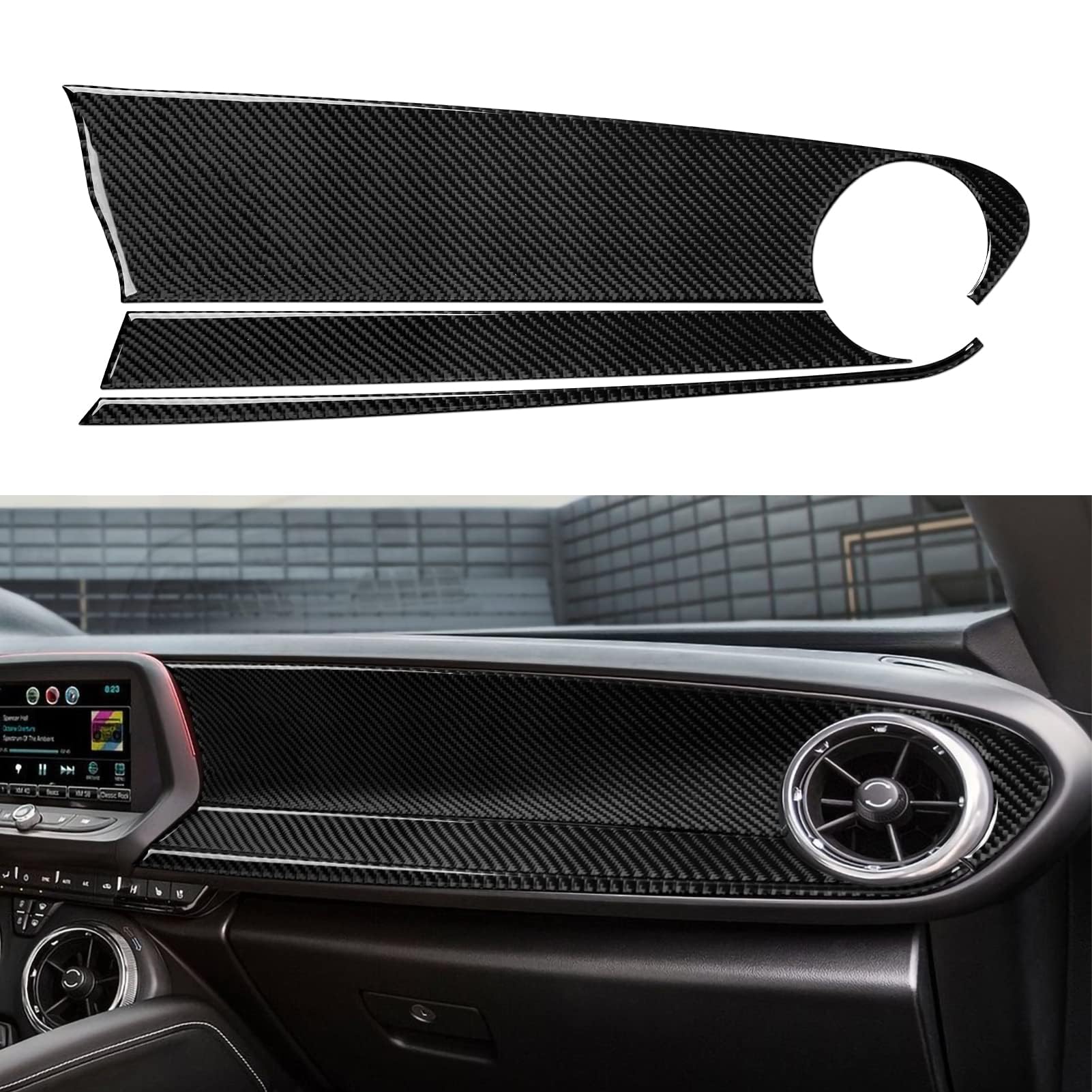 Car Copilot Center Console Dashboard Sticker Carbon Fiber Decal Interior Trim Cover for Chevrolet Camaro ZL1 2016 2017 2018 2019 2020 2021 2022 2023 Accessories