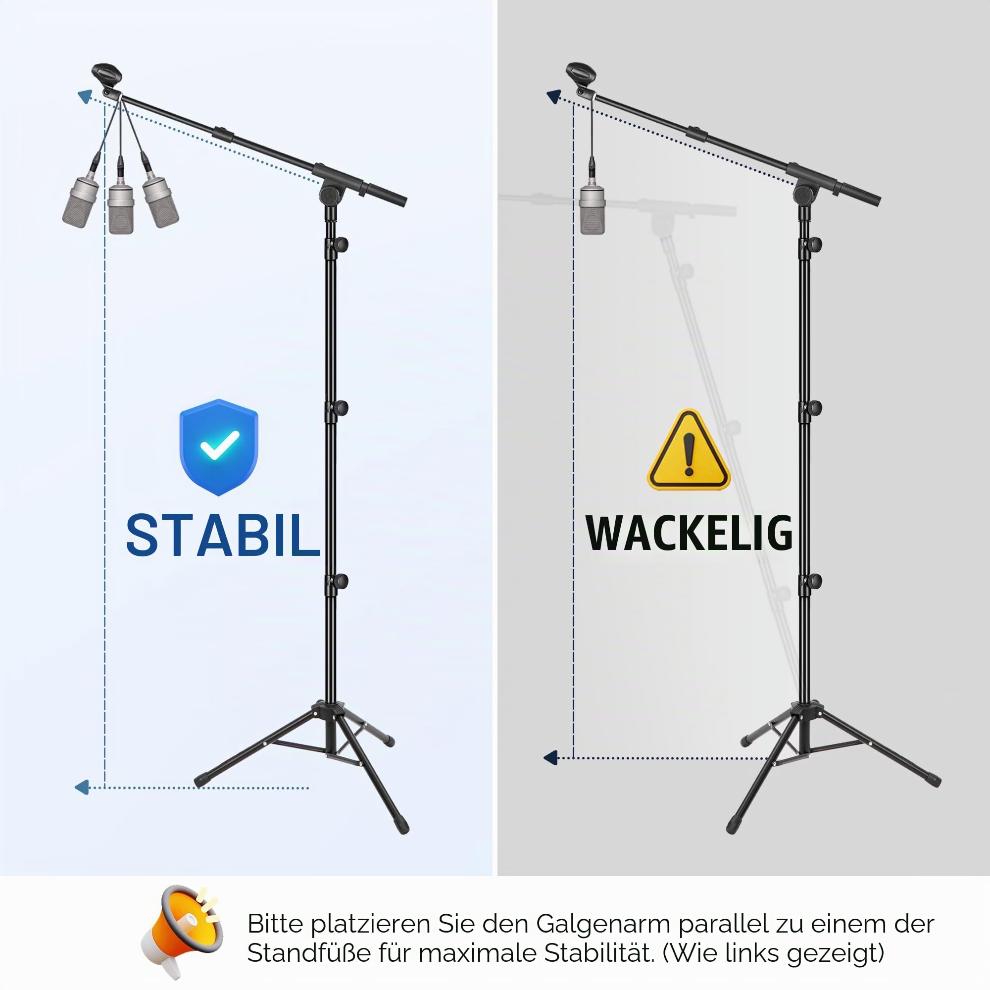 CAHAYA Stativ Galgen Blatt Mikrofon Ständer Metall Tragbar mit Tragetasche für Performance Gesang Rede Hochzeit Bühne und Outdoor CY0239