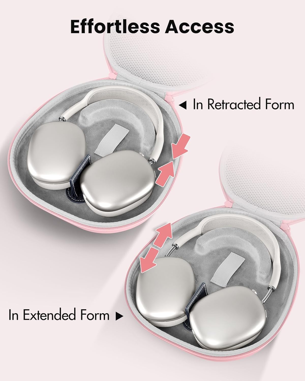 Joyleop for AirPods Max Case - Sleep Mode Support, No More Headphone Unresponsive by Case, Hard Organizer for Travel, Pink