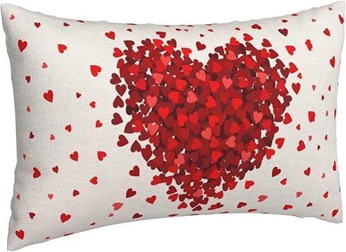 Miniatura 5 de AGAYNA Juego de 2 fundas de almohada de San Valentín de 12 x 20 pulgadas, decoración de corazón rojo para sofá, día de San Valentín, aniversario,