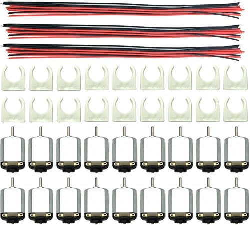 Miniatura 8 de EUDAX Juego de 18 motores de corriente continua, mini motor eléctrico de 1.5-3 V 24000 RPM con 252 engranajes de plástico, 2 soportes de batería AA,