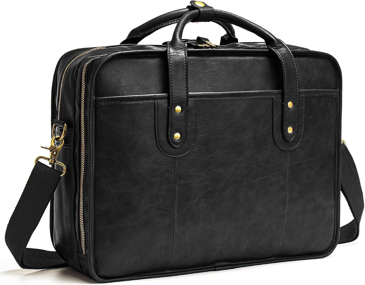 Maletines de cuero para hombres Bolsa para computadora de negocios de 15,6 pulgadas Bolsa para computadora portátil para hombres Bolsa bandolera de viaje resistente al agua | Cuero