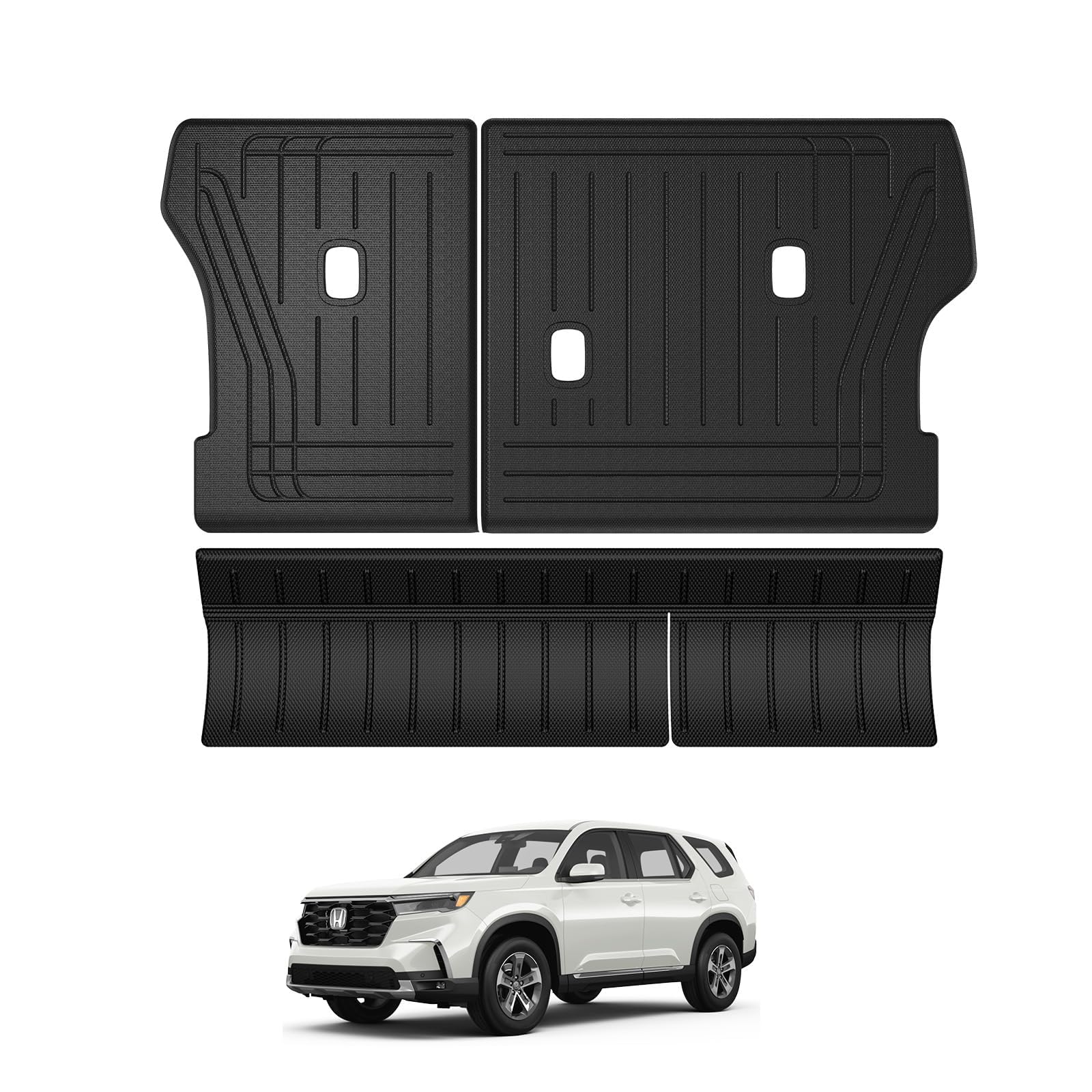 Ecarzo Backrest Mat Compatible with 2026 2025 2024 2023 Honda CRV TPE Back Seat Protector All Weather Waterproof 5-Seat Cargo Liner for Honda CRV 2025 Accessories (4 Pieces with Folding Lip)