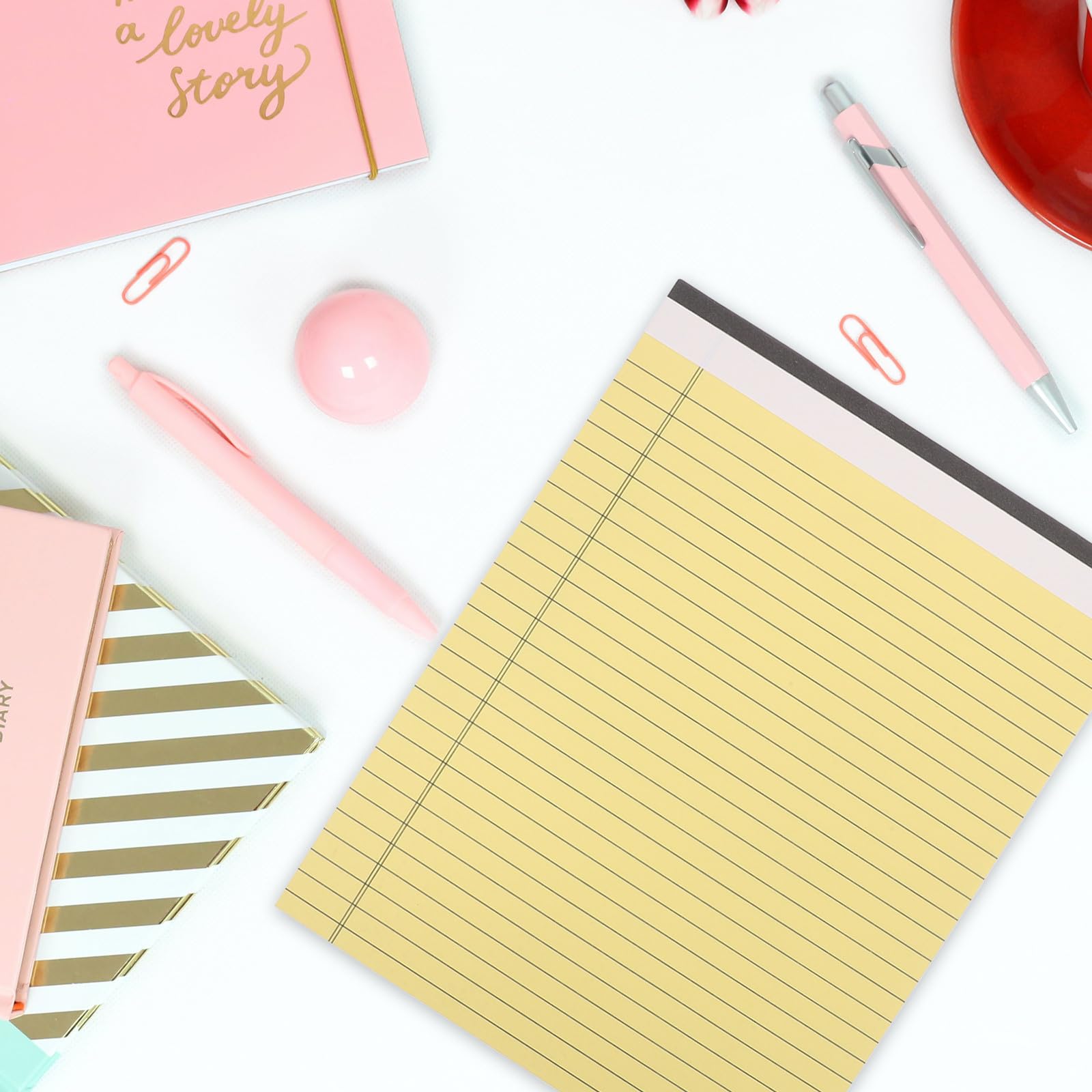 TOYANDONA Blocco Note Legale Quotidiano Doppia Faccia Carta Gialla 10 Pezzi 30 Pagine Quaderno Perforato Memo Pad per Scuola Ufficio