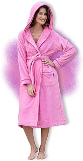Bademantel Damen mit Kapuze aus kuscheliger Baumwolle - extra weich und bequem - Frottee Sauna Bademantel lang - OEKO-TEX zertifiziert