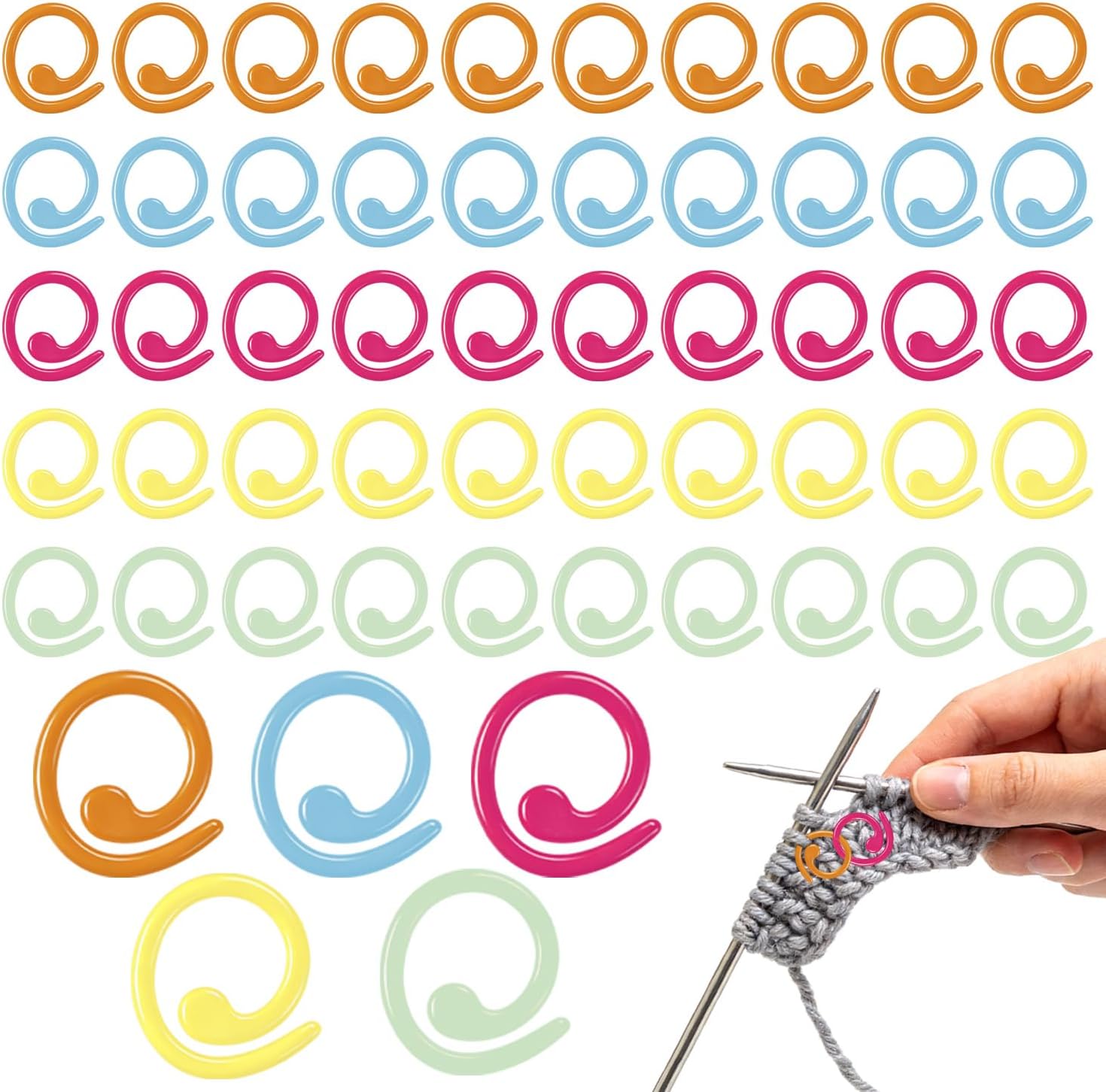 Crochet Markers 50Pcs, Metal Stitch Markers for Crocheting, Spiral Locking