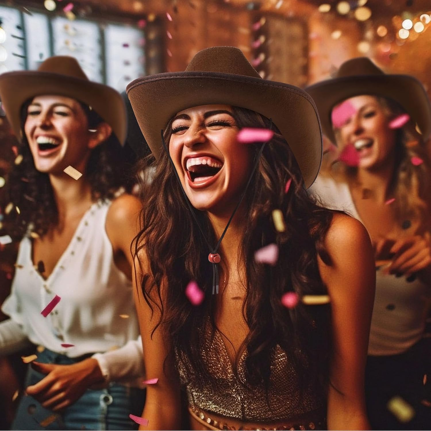 Geyoga 9 Pcs Adult Cowboy Hat with Paisley Bandanas and Heart Shape Sunglasses for Western Cowgirl Party Costume - Image 5