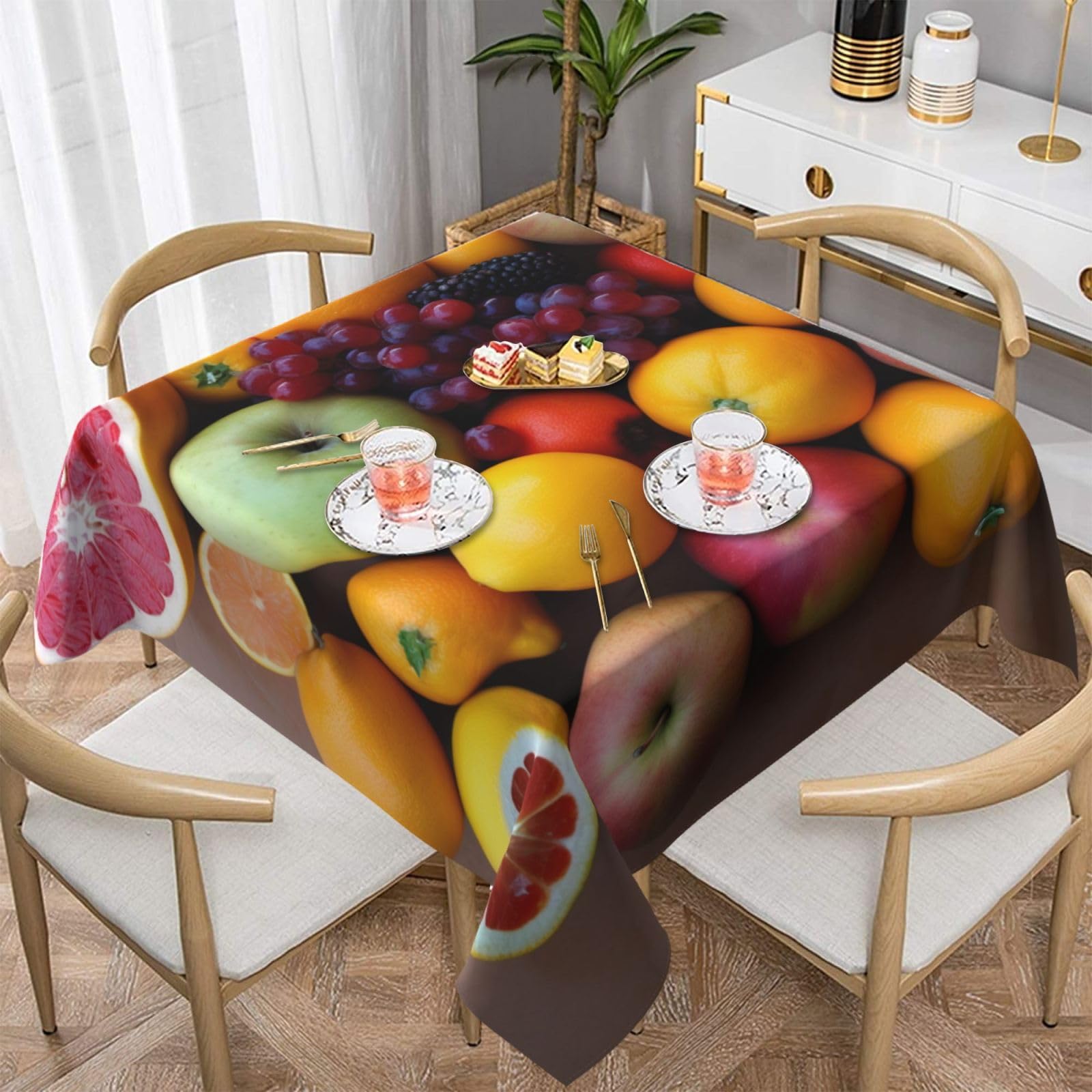 Nappe carrée imperméable de 152 cm pour repas de jardin et tables familiales sans plis