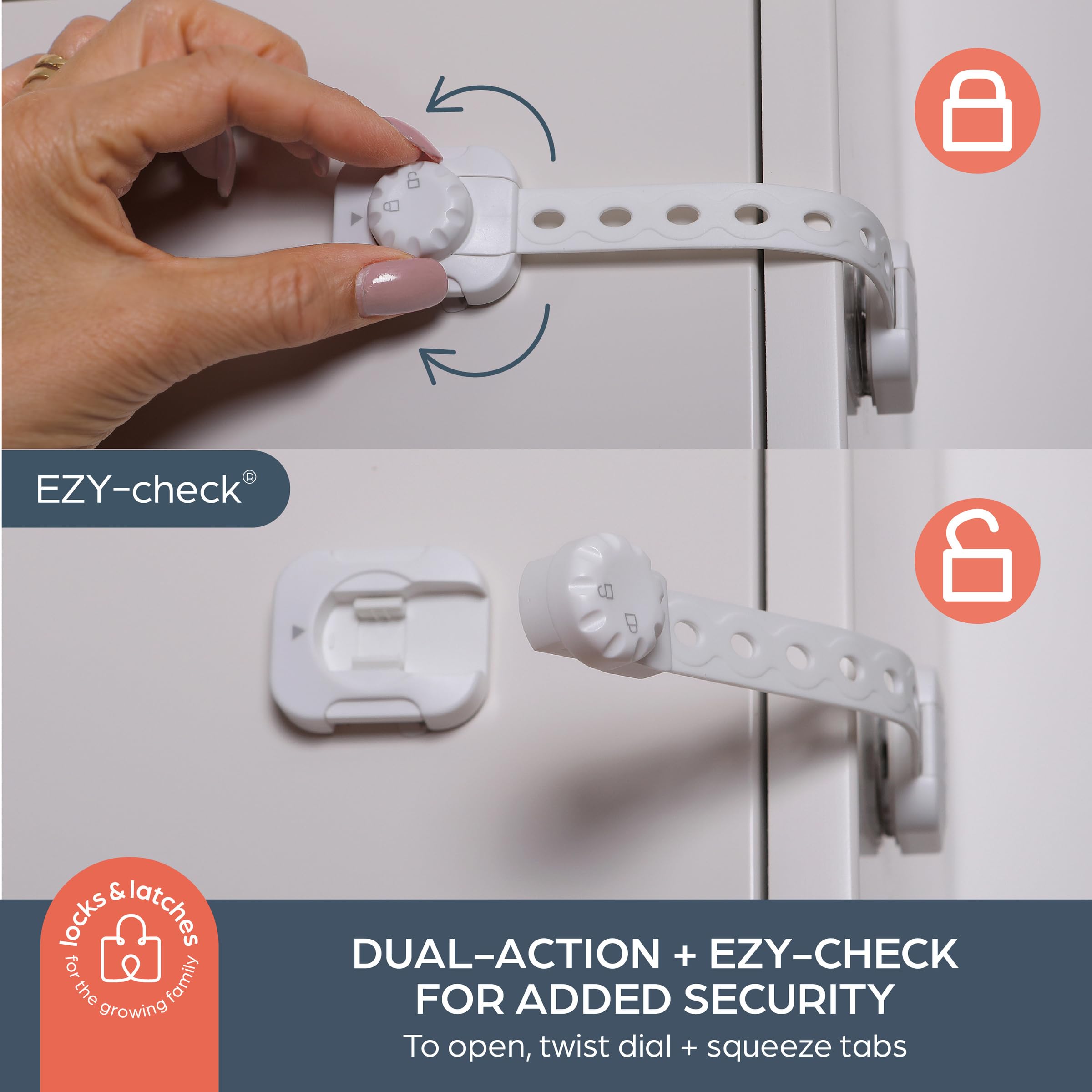 Dreambaby Twist 'N Lock G1435 Lot de 6 verrous de sécurité pour enfants Blanc