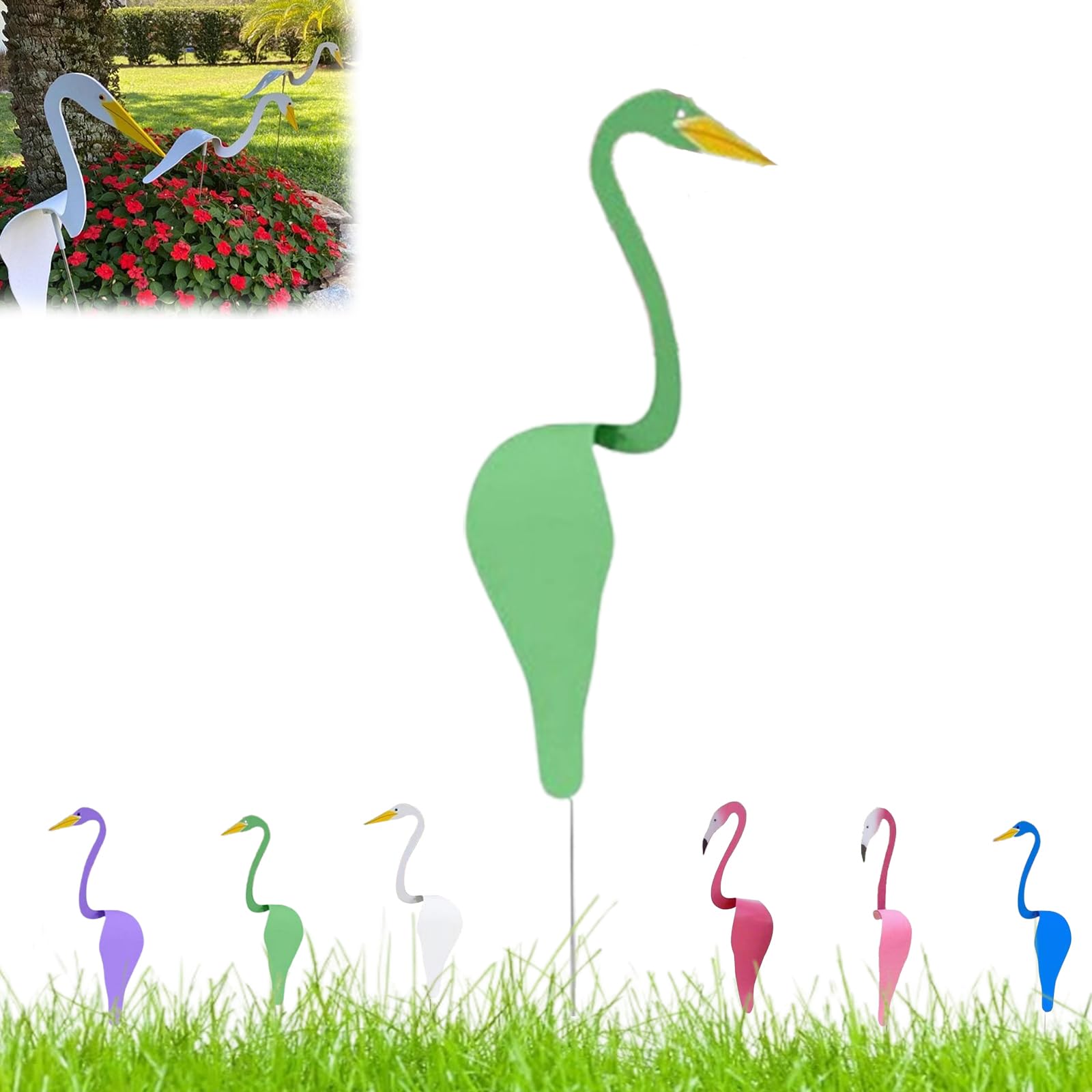 enseak Dancing Birds Garden Metal Art，flamingo Ornaments, Birds Garden Metal Art,flamingo Decor Garden Metal Yard Art Spinner,Dancing Birds for The Yard for Garden Decor