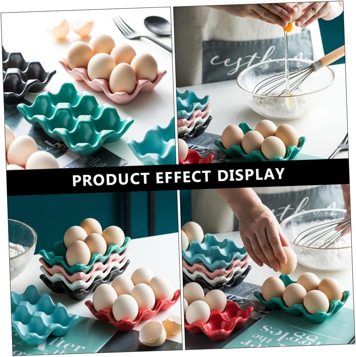 2pcs Stackable Ceramic Holder Kitchen Storage Tray for Compact Design for Refrigerator Organization and Easy to Clean