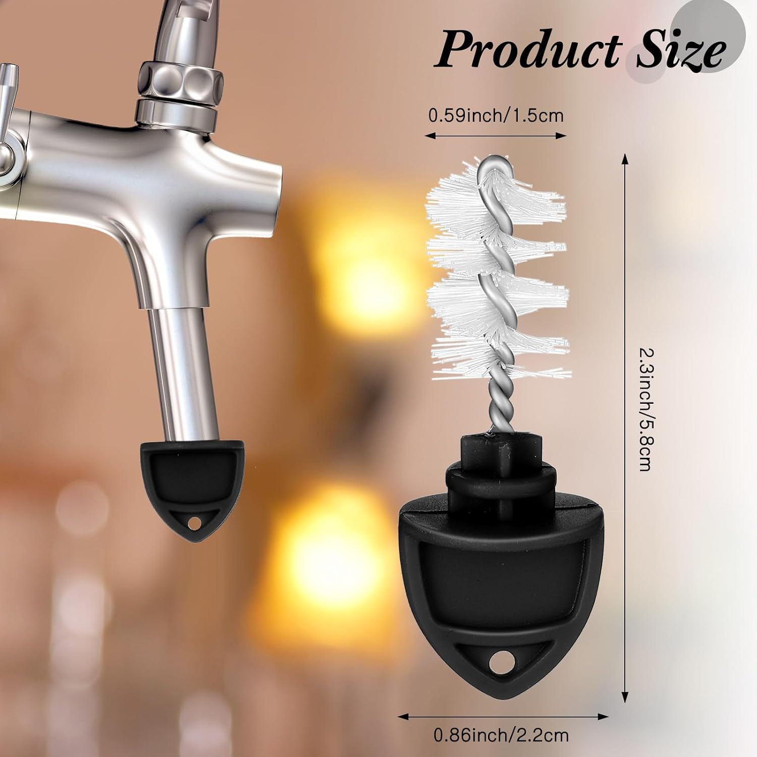 Nuenen 50 Pack Beer Plugs Tap Brush Beer Faucet Cleaning Plug Hygiene Brush Draft for Restaurant Home Party Bar(Black)