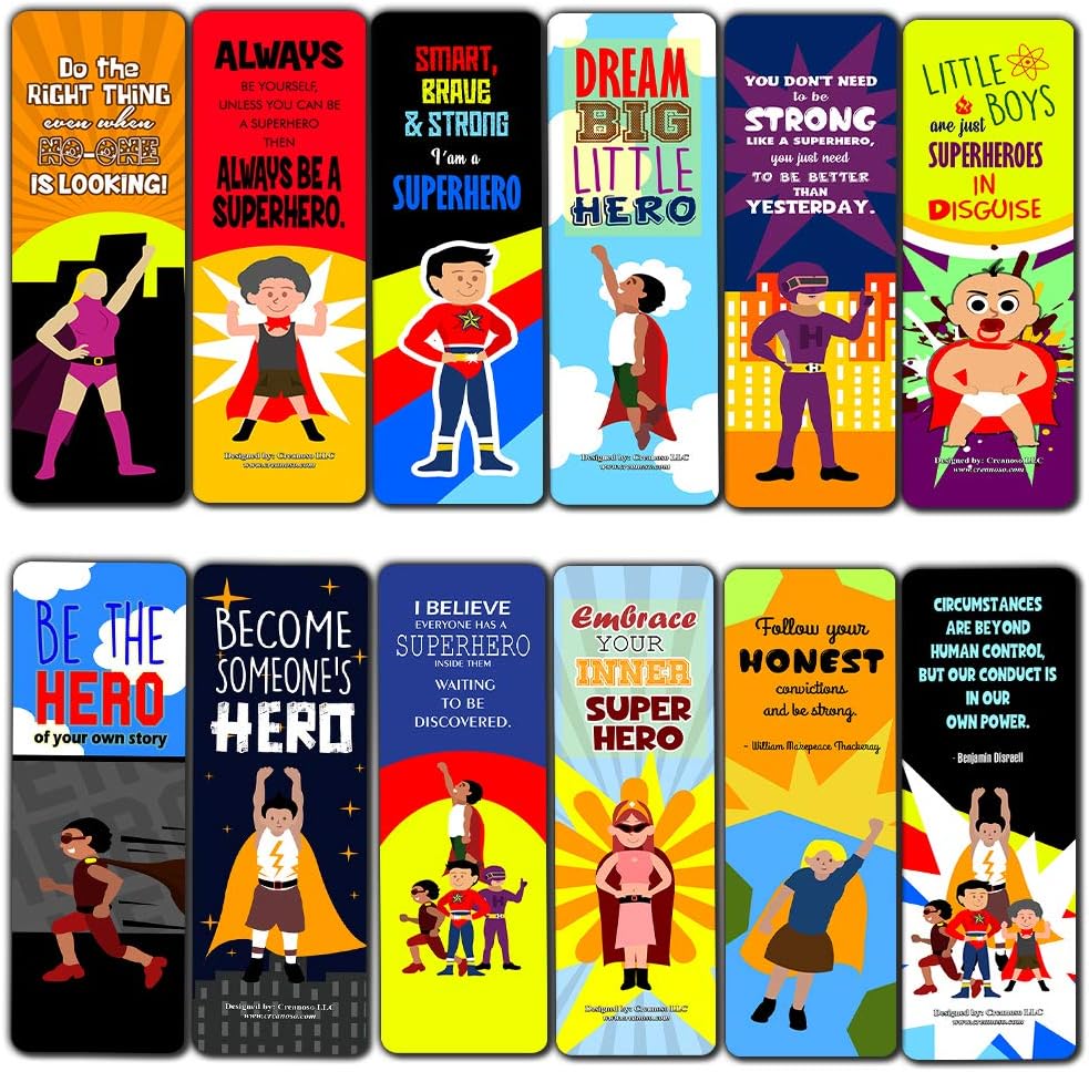 Creanoso Inspiring Inspirational Superhero Bookmarks for