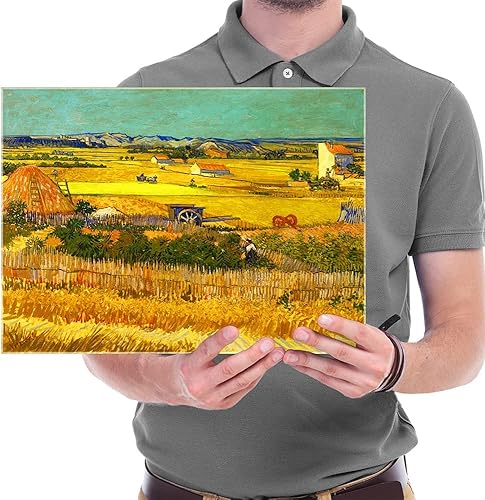 Miniatura 5 de Wieco Art Cosecha en La Crau con impresiones en lienzo de Mont Majour de Van Gogh, famosas pinturas al óleo, reproducción de cuadros rurales