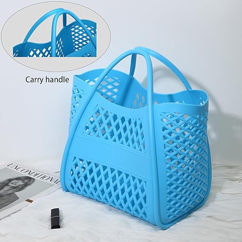 Miniatura 4 de Micmores Bolsa tejida de gelatina, bolsa de goma impermeable de viaje para mujer, bolsa lavable para deportes, playa, piscina