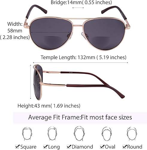 Miniatura 4 de EYEGUARD Gafas de sol bifocales unisex de estilo clásico, protección UV400, lentes de lectura para exteriores para hombres y mujeres, 2.75