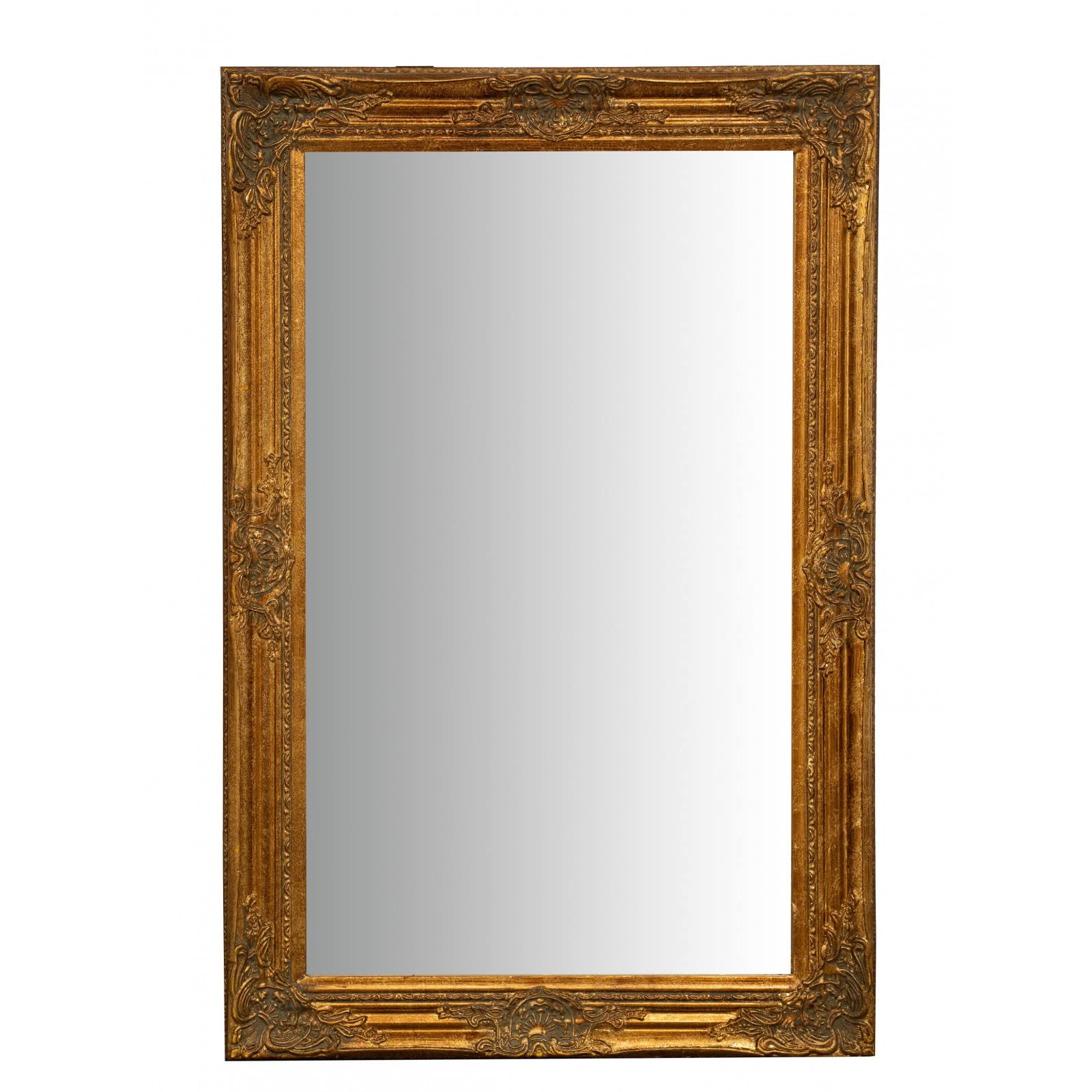 Biscottini specchio da parete bagno e camera 62x92x5 cm | Specchio ingresso da parete con ganci | Specchio oro