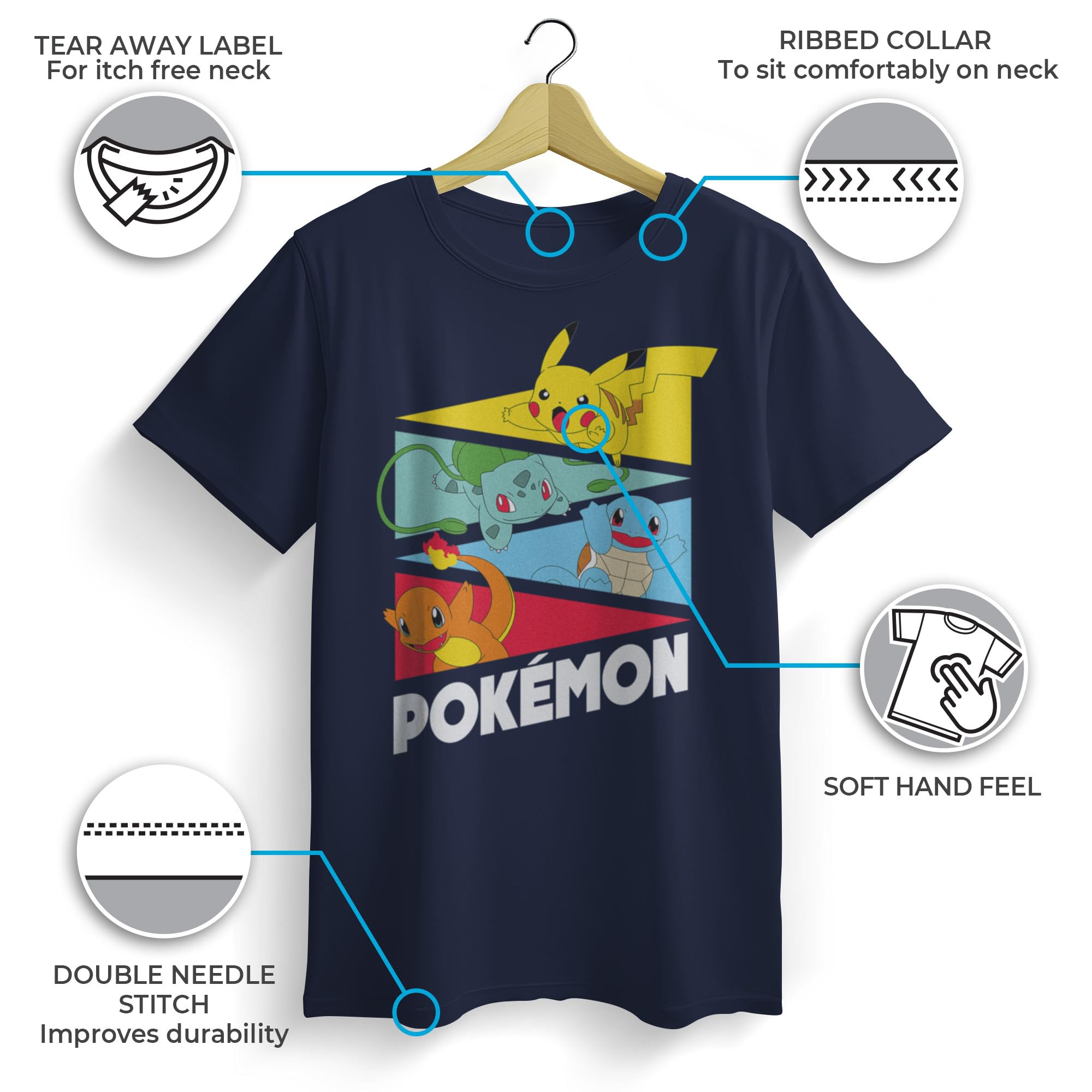 Pokemon Unisex-Kinder Starter Pendents T-Shirt
