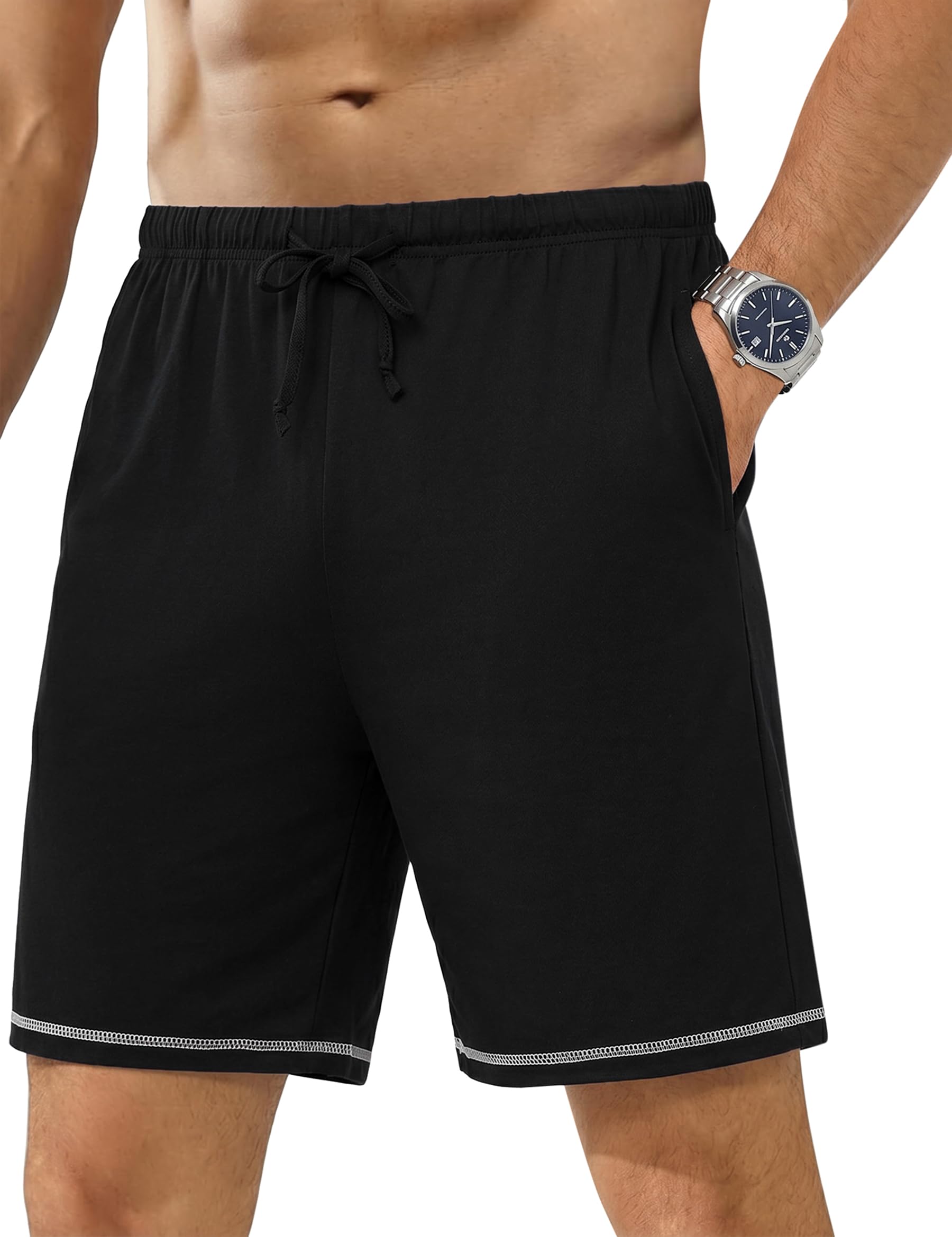 Jahetuul Schlafhose Herren kurz Schlafanzughose kurze Schlafshorts Pyjamahose Baumwolle Sommer Pyjama Männer Hausshorts Schlafanzughosen