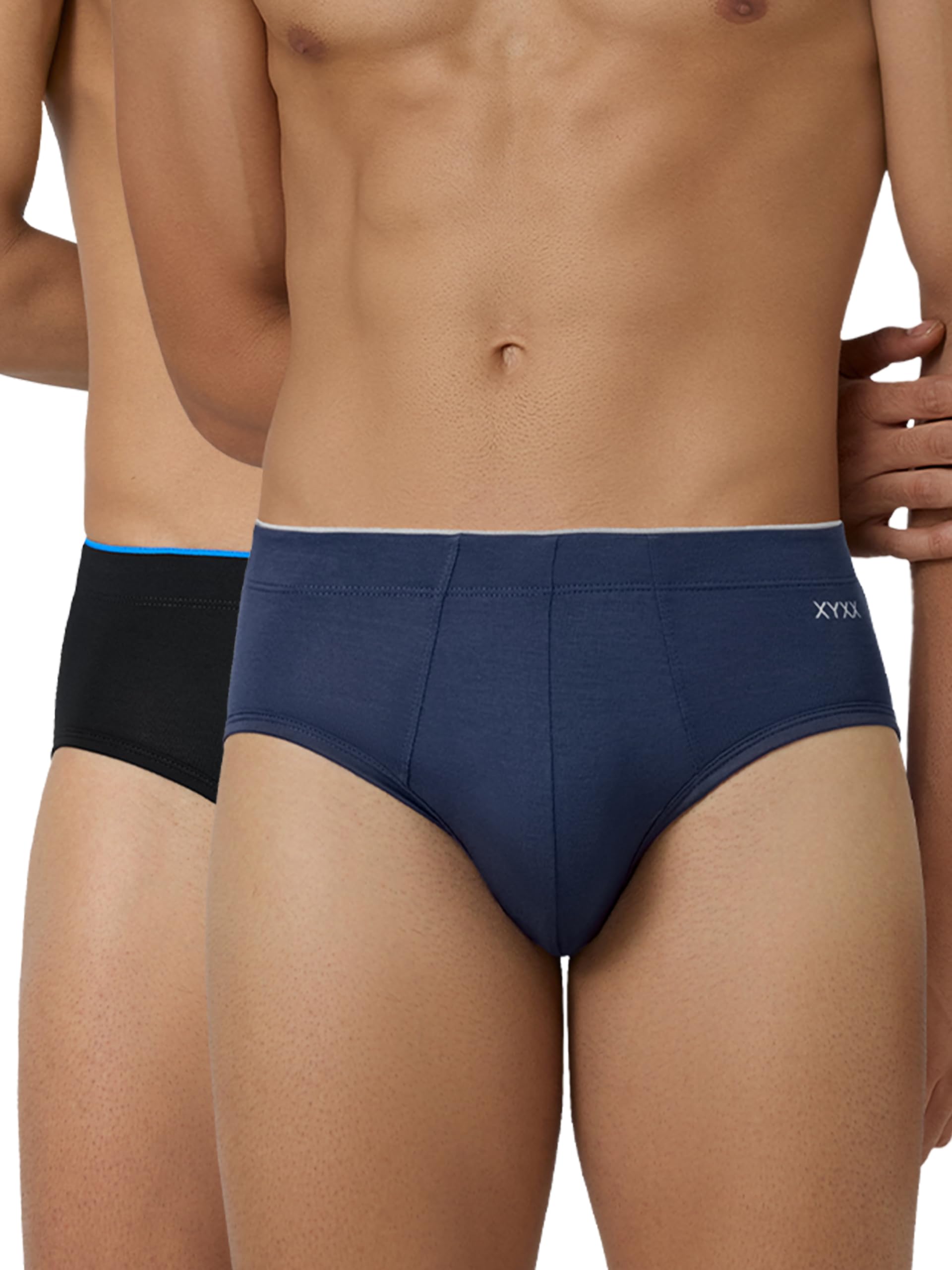 xyxx Men's Underwear Uno IntelliSoft Antimicrobial Micro Modal Brief Pack of 2 (Dress Blue ; Black; L)-picture-22
