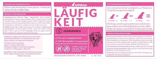 Foto 6 de 7 de Schnüffelfreunde Läufigkeit I Alimento complementario con sauzgatillo, alchemilla y Hojas de Frambuesa (150g