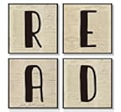 ULEGIE Vintage Reading Wall Art Decor Set of 4, Reading Posters for Classroom Library, Book Club Decorations, Retro Read Signs Wall Art Prints for Reading Corner Nook Classroom, 10x10 Inch Unframed