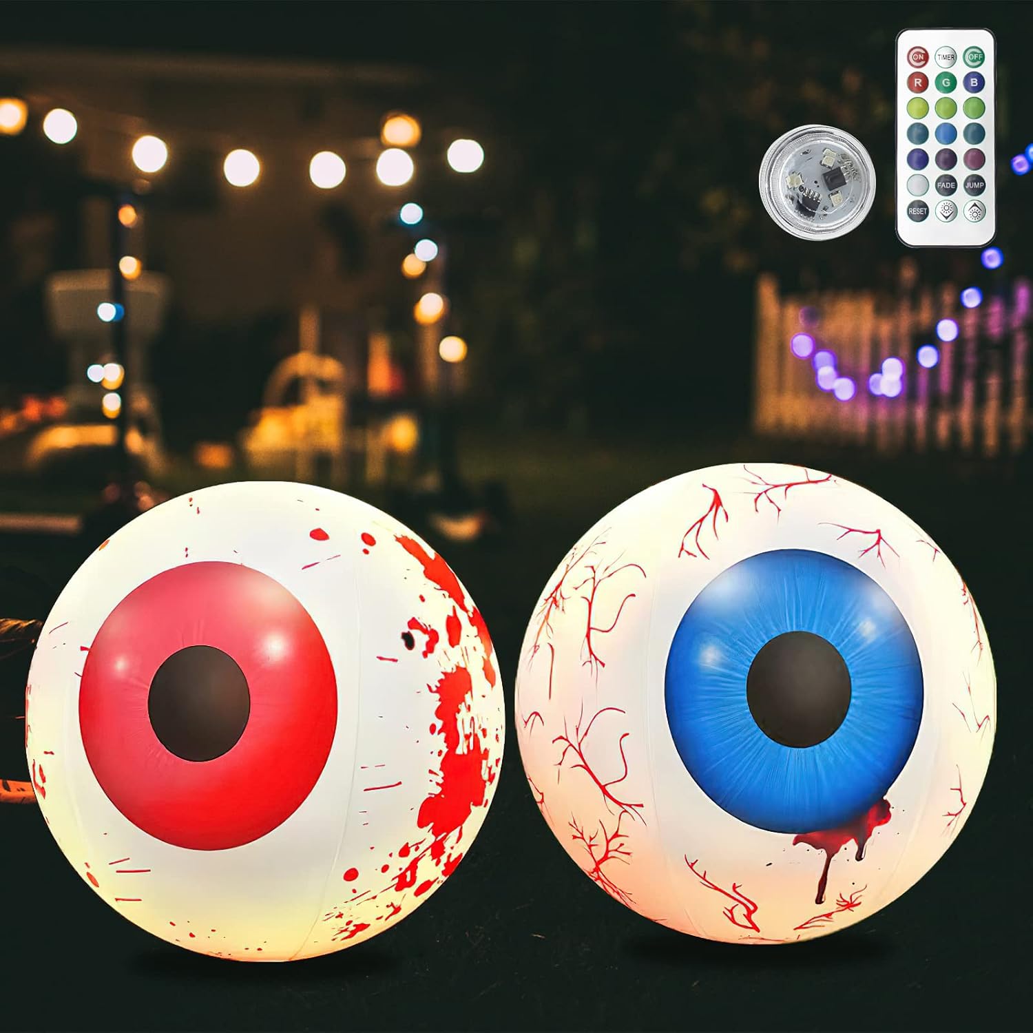 Mostop 2 Pack Halloween Inflatable Eyeballs, 60CM Diameter with LED