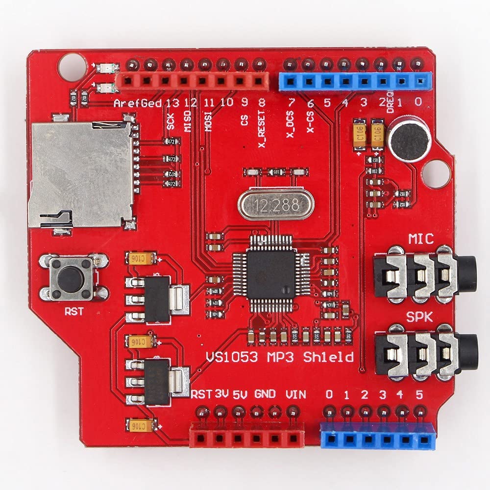 VS1053 VS1053B - Scheda di sviluppo per lettore MP3 audio stereo con slot per schede TF, interfaccia SPI, uscita cuffie e microfono, compatibile con UNO/MEGA